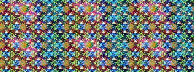 Küçük çiçekteki sevimli çiçek deseni. Güzel kumaş deseni. Güzel karalamalı çiçek desenli çizim. Raster illüstrasyonu.