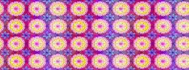 Renkli Bahar Temalı Kusursuz Arkaplan. Raster illüstrasyonu. Düz Çiçek Elementleri Tasarımı. Tarafsız ve pembe renklerde zarif çiçekli suluboya.