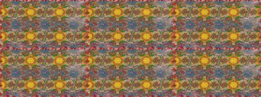 Raster illüstrasyonunda kusursuz çiçek deseni. Kahverengi ve bej renkli çiçekler.