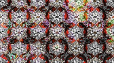 Çiçeksel çizim kalıbının yansıması. Vadinin gri ve nötr renklerinde çiçekleri.