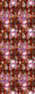 Düz Çiçek Elementleri Tasarımı. Sevimli çiçek raster deseni. Renkli Yaz Temalı eskiz kalıbı. Kahverengi ve kırmızı renkte çiçekler.