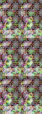Raster illüstrasyonundaki çiçek desenli çizim. Gri ve nötr renkte çiçekler.