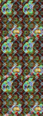 Yeşil ve kahverengi renkler üzerine çiçek desenli eskiz, el yapımı papatyalar, papatyalar. Tekrarlayan çiçek arkaplanı, zarif yeşil ve kahverengi çiçek duvar kağıdı.