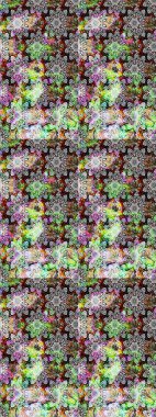 Raster illüstrasyonundaki çiçek desenli çizim. Gri ve nötr renkte çiçekler.