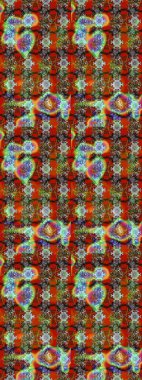 Raster illüstrasyonu. Suluboya çiçekli çiçek deseni. Kahverengi ve gri renkli Asyalı tekstil.