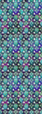 Çiçeksel çizim kalıbının yansıması. Vadinin çiçekleri mavi ve yeşil renklerde.