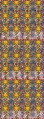 El çizimi çiçek unsurları olan soyut çizim raster deseni. 1950-1960 motifleri. Retro tekstil tasarım koleksiyonu. Çiçekli ipek eşarp. Kahverengi ve nötr kahverengi ve nötr.