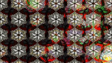 Siyah ve kahverengi renkte çiçekler. Raster illüstrasyonunda çiçek deseni çizimi.