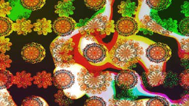 Çiçekli karalama şeklinde Raster çiçek deseni. Kahverengi ve gri renkli çiçekler. Nazik, sevimli çiçek arkaplanı..