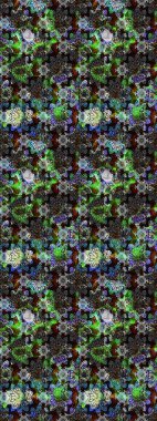 Gri ve siyah renklerde. Çiçekli güzel suluboya desen. Raster illüstrasyonu.