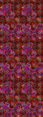 Klasik taslak çizimi. Çiçeksel kahverengi ve kırmızı çizim deseni. Raster çiçek izi..