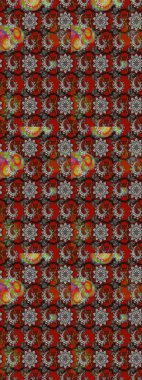 Gri ve kırmızı renkte çiçekler. Çizim çiçek deseni duvar kâğıdı olarak kullanılabilir. Raster illüstrasyonu.