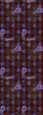 Çiçek desenli çizim. Raster illüstrasyonu. Asya tekstil tarzında. Kahverengi ve kırmızı renkte çiçekler. Raster illüstrasyonu.