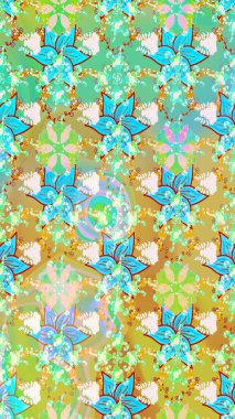 Tarafsız ve yeşil el çizimi desen. Sanat inspineutral ve yeşil stil çiçekler ve yapraklar. Karalama çiçekleri çizim kalıbı. Raster deseni.