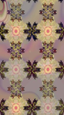 Düz Çiçek Elementleri Tasarımı. Sevimli çiçek raster deseni. Modaya uygun kumaş deseni. Renkli Yaz Temalı Kusursuz Arkaplan.