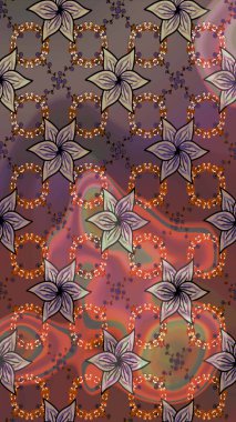 Çiçeksel elementlerle süslenmiş zarif raster dokusu. Küçük çiçekte hoş bir çiçek deseni var. Kahverengi ve pembe renklerde parlak çiçeklerle soyut ve pürüzsüz desen.