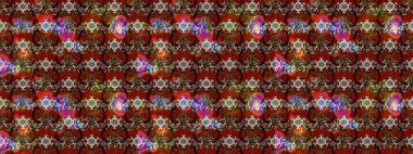 Kahverengi ve kırmızı renkte çiçekler. Raster illüstrasyonunda çiçek deseni çizimi.