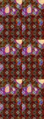 Nakış desenli çiçek deseni. Renkli grunge, soyut arkaplanı kolonya ve bej çiçekleriyle süslüyor. İzler, kumaş, duvar kağıtları, tekstil için raster dokusu.