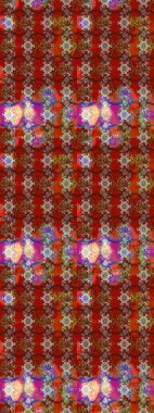 Kırmızı ve kahverengi renkte çiçekler. Gömlek baskısı için çiçek boyası. Çiçek eskiz kalıbı geçmişi.