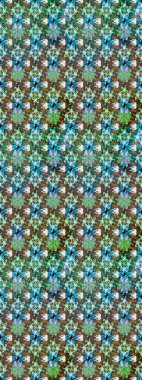 Düz Çiçek Elementleri Tasarımı. Yeşil ve mavi renkte zarif çiçekli suluboya. Raster illüstrasyonu. Renkli Bahar Teması çizim şablonu.