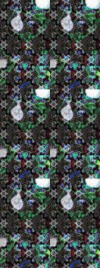 Raster illüstrasyonu. Gri ve siyah renklere karalamalar çizilmiş çiçek deseni.