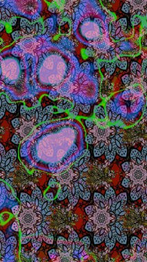 Robot resim stilinde nötr ve mavi renklerde. Raster illüstrasyonu. Raster illüstrasyonu. El yapımı çiçek ve bitki koleksiyonu. Şirin karalamalı çiçek deseni çiz..