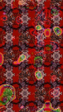 Kumaş, tekstil, duvar kağıdı baskısı için. Tomurcukları papatya çiçekleri olan sevimli bir çiçek deseni. Raster illüstrasyonu. Miles Fleur, süslü püslü bir süs. Eskiz geçmişi. Antika retro tarzı.