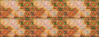 Küçük turuncu ve kahverengi çiçeklerle oldukça kaliteli beslenme çantası deseni. Tekstil, kumaş, kapaklar, duvar kağıtları, baskı, paket, koleksiyon defteri, örgü, dekupaj için çiçek arkaplanı..