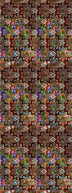 Raster deseni. Küçük çiçekteki sevimli çiçek deseni. Raster illüstrasyonu. Yumuşak, yaz çiçekleri kahverengi ve siyah renklerde.