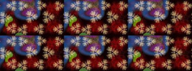 Siyah ve kırmızı renkte çiçekler. Kumaş desenli papatya çiçekleri ayrıntıları.