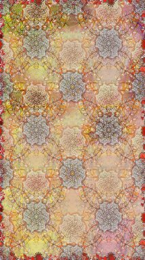 Parmak izi, kumaş, duvar kâğıdı, tekstil için raster dokusu. İşlemeli çiçekli, dikişsiz desen. Renkli grunge, soyut arkaplanı koloj ve nötr çiçeklerle zenginleştirir.