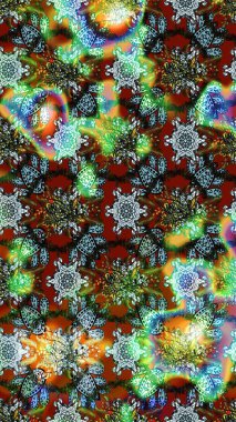 Retro tekstil tasarım koleksiyonu. Yeşil ve mavi, yeşil ve maviye. Çiçekli ipek eşarp. El çizimi çiçek unsurları olan soyut çizim raster deseni. 1950 'ler-1960' lar motifleri.