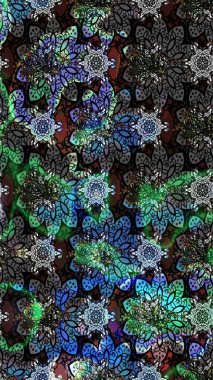 Siyah ve gri kıvırcık çiçekler siyah ve gri renkte şekillenir. Raster illüstrasyonu. Klasik çiçek tasarım elementleri.