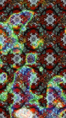 Çiçek desenli çizim. Asya tekstil tarzında. Raster illüstrasyonu. Kahverengi ve gri renkli çiçekler. Raster illüstrasyonu.