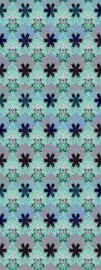 Halk tarzı. Parlak renkli çiçekleri olan ve mavi ve nötr renklerde yaprakları olan harika bir çiçek deseni. Moda baskıları için zarif bir şablon. Modern çiçek arkaplanı.