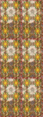 Vadinin çiçekleri kahverengi ve bej renklerde. Çiçeksel çizim kalıbının çizimi.