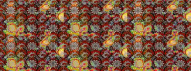 Gri ve kahverengi renkli çiçekler. Hediye ambalaj kağıdı, tebrik kartları, posterler ve pankart tasarımı. Raster düz çiçek çizim deseni.