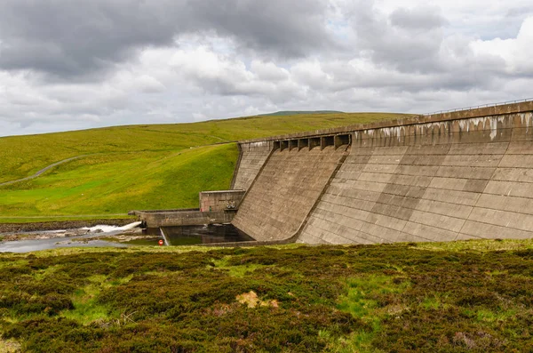 Cow Green water dam in Upper Teesdale, UK Yorkshire, England. Important water feature providing water for nearby towns.