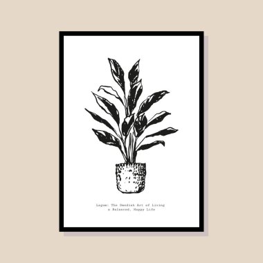 Duvar sanat galerisi için asgari bohem illüstrasyon poster tasarımı.