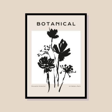 Duvar sanat galerisi için minimum bohem botanik illüstrasyon poster tasarımı.