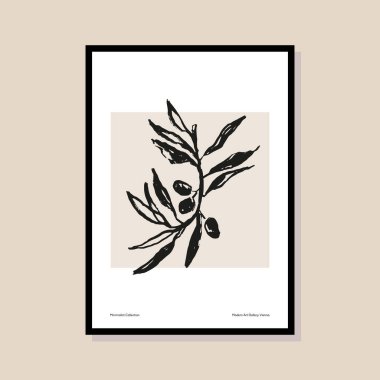 Duvar sanatları galerisi için en az bohem zeytin illüstrasyonu poster tasarımı