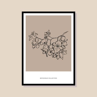 Duvar sanat galerisi için minimum bohem botanik illüstrasyon poster tasarımı