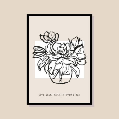 Poster tasarımı, afişler, marka kimliği, ambalaj iç tasarımı için minimal bohem çizimi