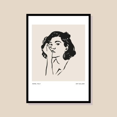 Poster tasarımı, afişler, marka kimliği, ambalaj iç tasarımı için minimal bohem çizimi