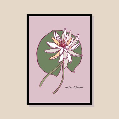 Poster tasarımı, afişler, marka kimliği, ambalaj iç tasarımı için minimal botanik çizimi