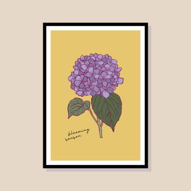 Poster tasarımı, afişler, marka kimliği, ambalaj iç tasarımı için minimal botanik çizimi