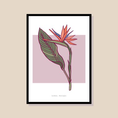 Poster tasarımı, afişler, marka kimliği, ambalaj iç tasarımı için minimal botanik çizimi