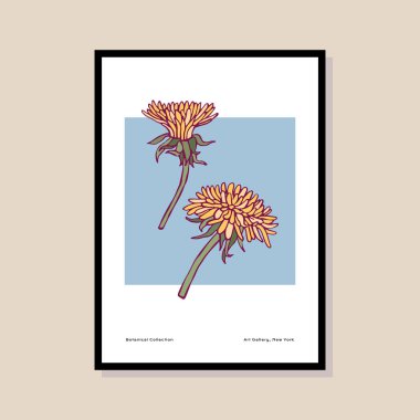 Poster tasarımı, afişler, marka kimliği, ambalaj iç tasarımı için minimal botanik çizimi