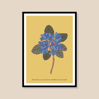 Poster tasarımı, afişler, marka kimliği, ambalaj iç tasarımı için minimal botanik çizimi