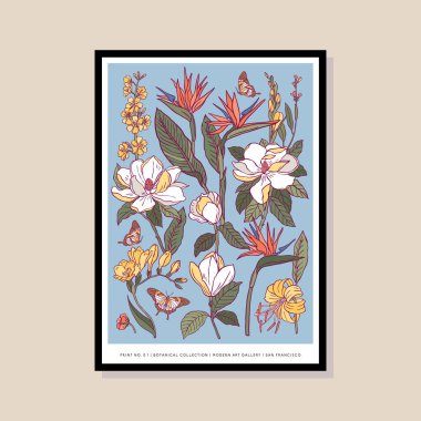 Poster tasarımı, afişler, marka kimliği, ambalaj iç tasarımı için minimal botanik çizimi